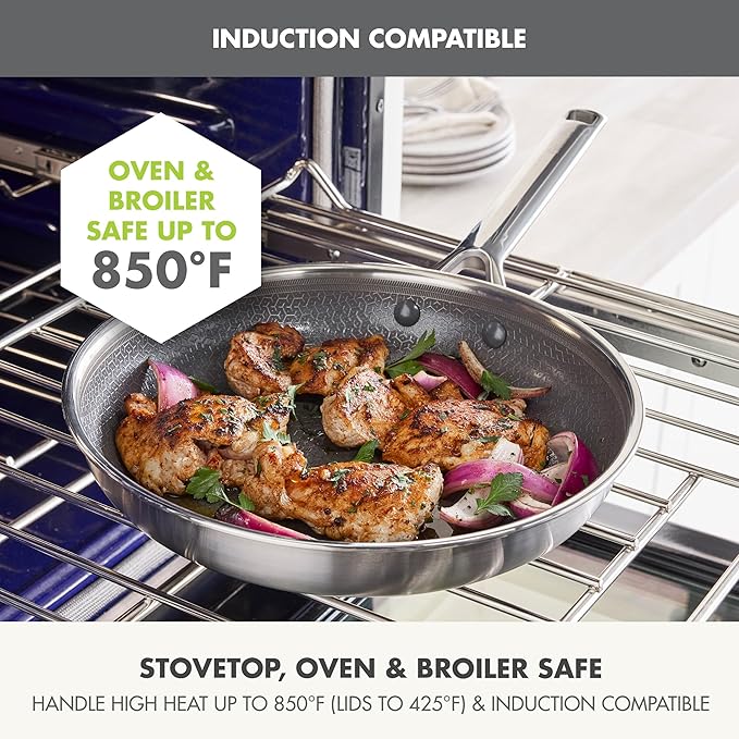 GreenPan Hybrid 13 Piece Nonstick Stainless Steel Cookware Set, APEX Tri-Ply Thermobond PFAS-Free Ceramic Pots & Pans, Induction & All Cooktop Compatible, Oven Temp to 850°F, Dishwasher Safe, Silver