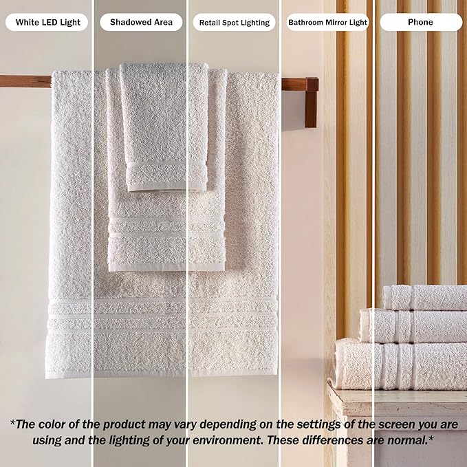 Hawmam Linen Luxury Cotton Washcloths 13x13 Inch - Large Hotel Spa Bathroom Face Towel | 12 Pack | Sea Salt