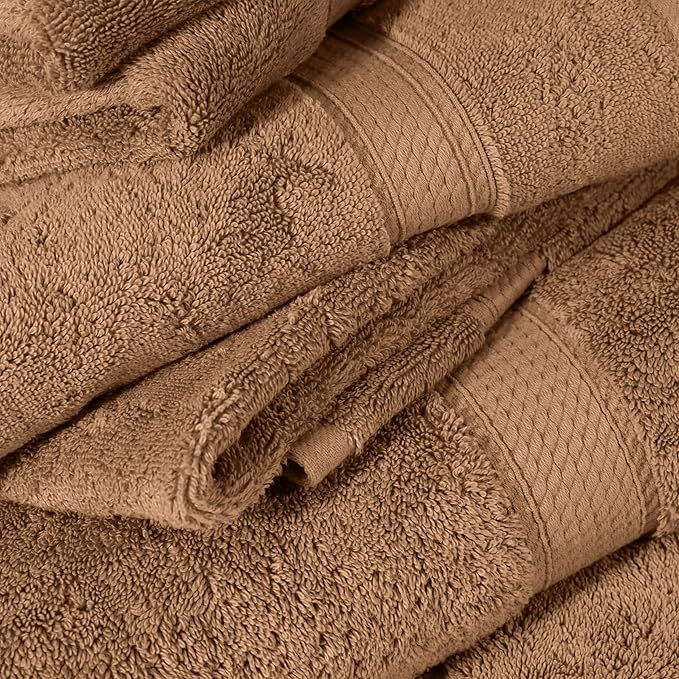 Superior Egyptian Cotton Pile 6 Piece Towel Set, Includes 2 Bath, 2 Hand, 2 Face Towels/Washcloths, Ultra Soft Luxury Towels, Thick Plush Essentials, Guest Bath, Spa, Hotel Bathroom, Rust