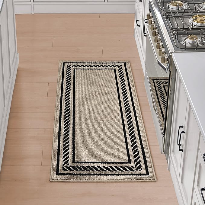 Nautica – Runner Rug | Indoor Runners for Hallways and Entry Rugs| Non-Slip and Non-Skid Entry and Kitchen Door Mat| Machine Washable Entryway Carpet Rugs |2'2" x 6'| Rope Border Natural Twist
