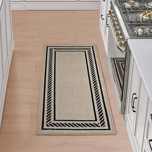 Nautica – Runner Rug | Indoor Runners for Hallways and Entry Rugs| Non-Slip and Non-Skid Entry and Kitchen Door Mat| Machine Washable Entryway Carpet Rugs | 2'2" x 5' | Rope Border Natural Twist