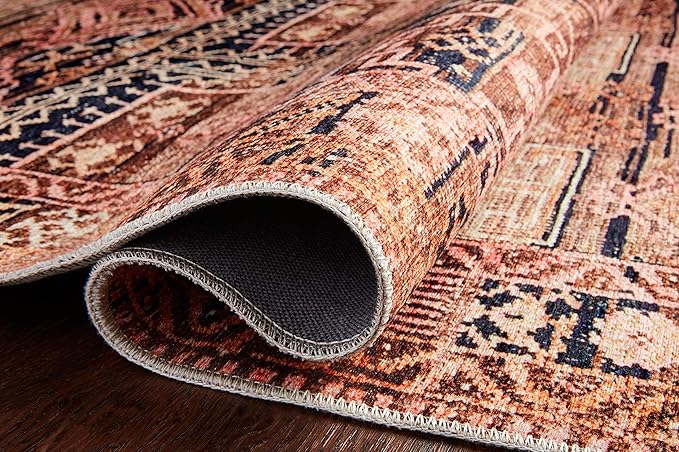 Loloi Layla Collection LAY-14 Mocha/Blush 2'-6" x 7'-6" .13" Thick Runner Rug, Soft, Durable, Vintage Inspired, Distressed, Low Pile, Non-Shedding, Easy Clean, Printed, Living Room Rug