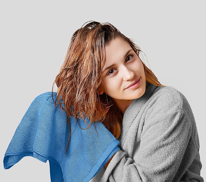 Utopia Towels 8 Piece Luxury Towel Set – Majestic Plush, Super Absorbent & Quicker-to-Dry, Thick 100% Ring Spun Cotton Towels for Bathroom, Spa & Hotel – 2 Bath, 2 Hand, 4 Washcloths, Electric Blue