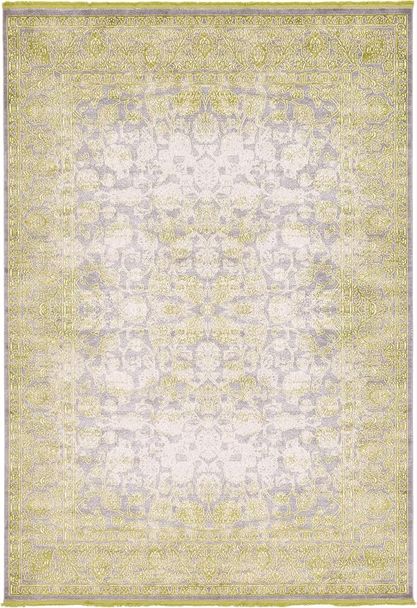 Unique Loom Traditional Classic Intricate Design Distressed Vintage Detail, Area Rug, 8' 0" x 11' 4", Light Green/Gray