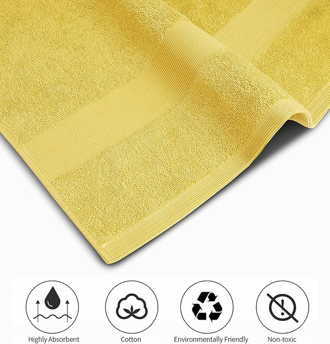 Softolle Luxury Bath Towels Set of 4 (27” x 54”) | Towels for Bathroom | Super Soft | Highly Absorbent Towels for Home, Spa, Gym (Yellow)