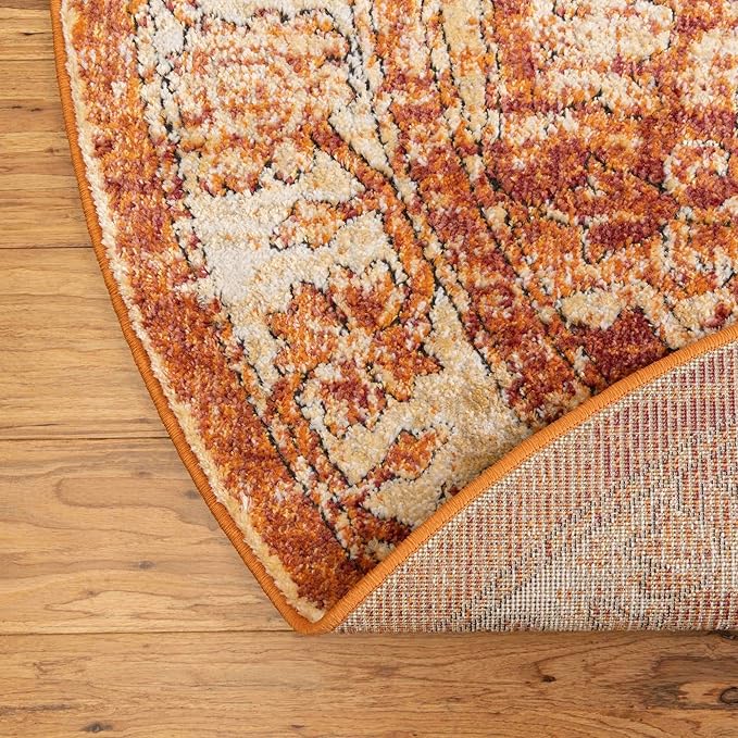 Unique Loom Isabella Collection Area Rug - Adjani (5' 1" x 8' Oval, Rust Red/ Black)