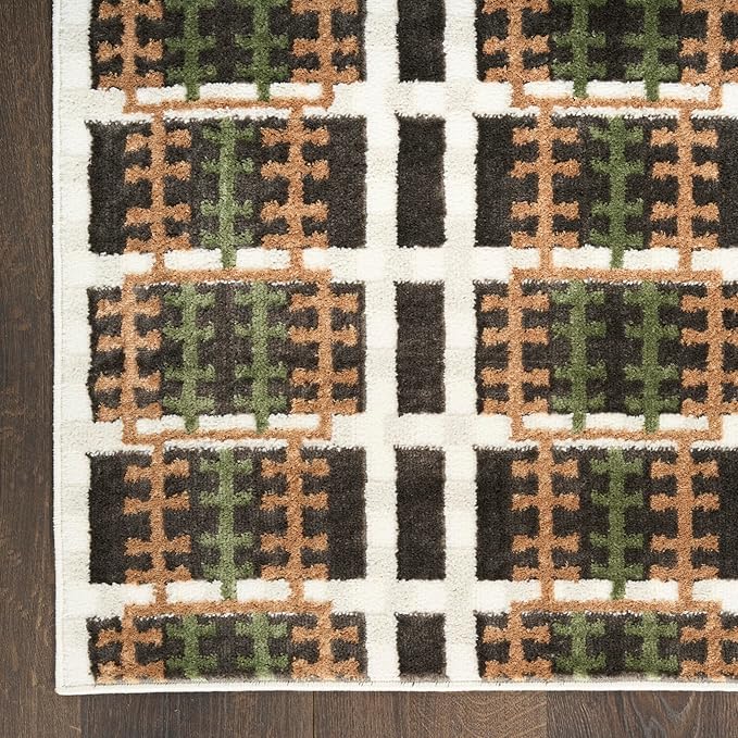 Nourison Home Nordic Charcoal Multicolor 4' x 6' Area Rug - Easy Clean, Non Shedding, Bed Room, Living Room, Dining Room, Kitchen (4' x 6')