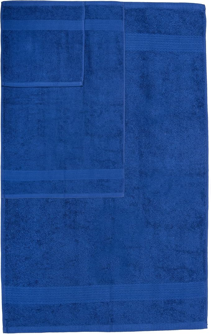 Ample Decor Bathroom Towel Set of 18-4 Hand Towel, 4 Bath Towel, 10 Wash Cloths - Oeko Tex Certified 600 GSM 100% Cotton - High Absorbency Quick Drying, Ideal for Gifting - Navy Blue