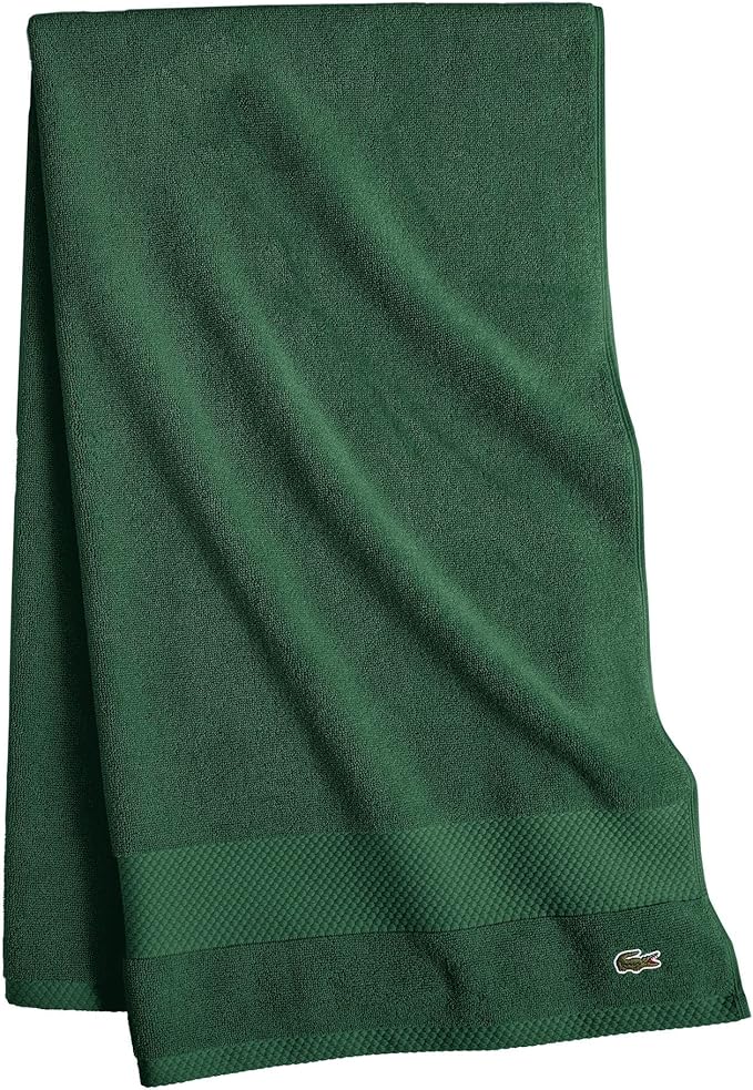 Lacoste Heritage 100% Supima Cotton Bath Sheet, Croc Green, 35" x 70" – Highly Absorbent & Quick Drying, Premium Super Soft Bath Towel, Bathroom Essential, Gift for All Occasions, Machine Washable