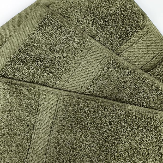 Superior Egyptian Cotton Pile 9 Piece Towel Set, Includes 3 Bath, 3 Hand, 3 Face Towels/Washcloths, Ultra Soft Luxury Towels, Thick Plush Essentials, Guest Bath, Spa, Hotel Bathroom, Forest Green