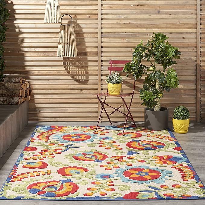 Nourison Home Aloha Multicolor 5'3" x 7'5" Area Rug - Easy Clean, Non Shedding, Bed Room, Living Room, Dining Room, Kitchen (5' x 8')