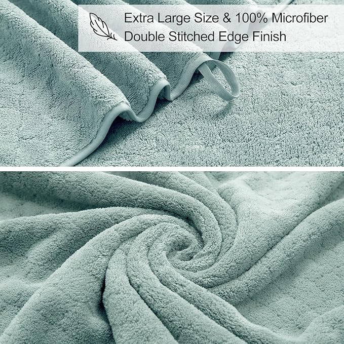 4 Piece Extra Large Bath Towels Set 35x70 Inches - Luxury 600 GSM Oversized Bath Sheet Towel,Ultra Soft Microfiber - Quick Dry,Highly Absorbent Shower Towels Spa Hotel Bathroom Towel Set (Mint Green)