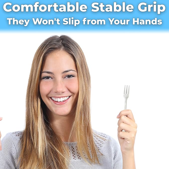 Super Durable, Elegant Mini Cocktail Forks 12 Pcs. Stainless Steel Tasting or Sampling Fork Set for Hors D'Oeuvres, Appetizers, Mussels, Crab. Small Metal Flatware Is Great for Restaurants and Events