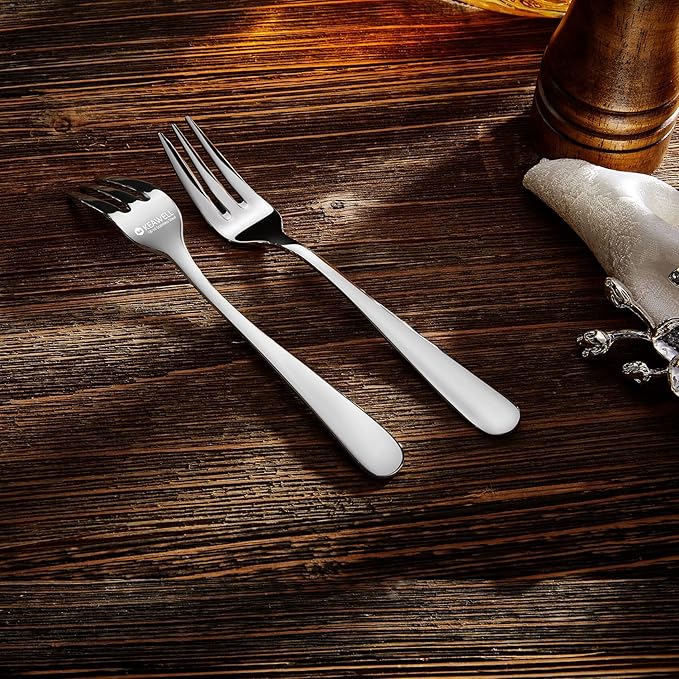 KEAWELL Premium Louise Forks, Set of 4, 18/10 Stainless Steel, Forks Silverware with Round Edge, Exceptional Mirror Finish, Dishwasher Safe (6.1" Small Fork)