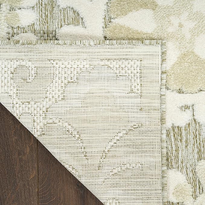 Nourison Home Aloha Ivory Sage 3'6" x 5'6" Area Rug - Easy Clean, Non Shedding, Bed Room, Living Room, Dining Room, Kitchen (4' x 6')
