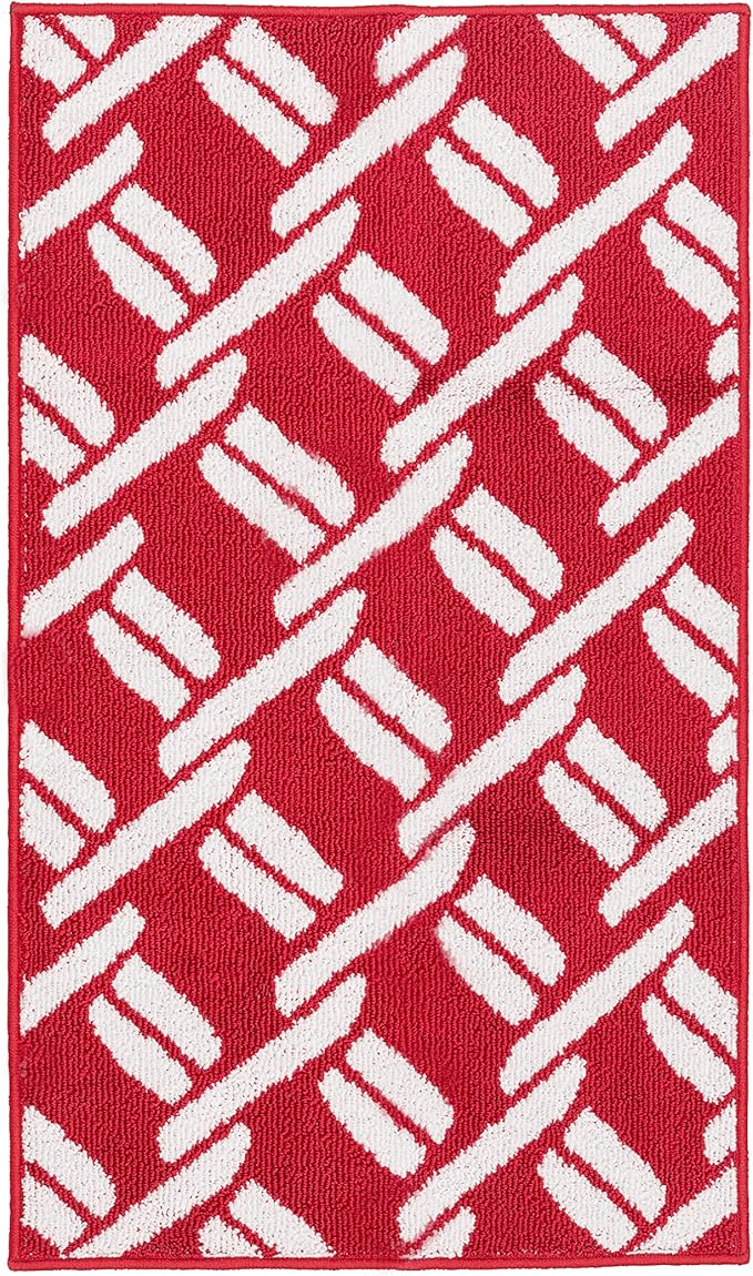 Nautica – Runner Rug | Indoor Runners for Hallways and Entry Rugs| Non-Slip and Non-Skid Entry and Kitchen Door Mat| Machine Washable Entryway Carpet Rugs | 26” x 45” | Chain Red