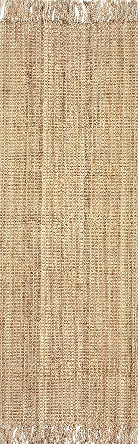 Nuloom Daniela Natural, 2'6" x 6', Handmade, Jute, Tassel, Soft and Textured, High Traffic, Stain Resistant, Easy Clean, Durable Runner for Bedroom, Living Room, Dining Space, Foyer, Entryway