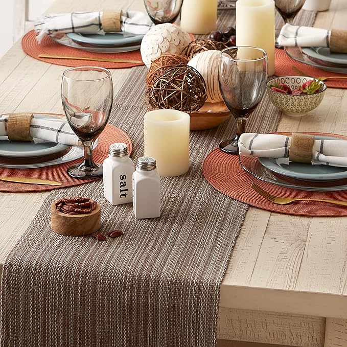 DII Variegated Tabletop Collection, Table Runner, 13x72, Mushroom