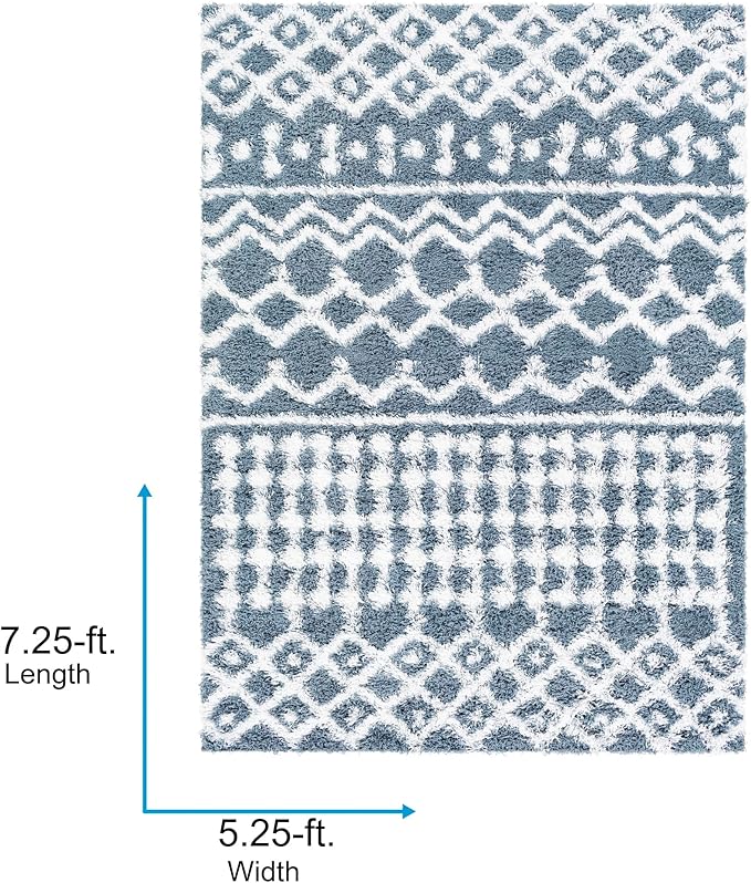 Livabliss Hapsburg Moroccan Shag Area Rug, 5'3" x 7'3", Denim