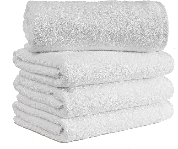 Classic Turkish Towels CTT - Premium 4 Piece Bath Towel Set, Made with 100% Turkish Cotton, Quick Drying, Highly Absorbent & Comfy Towels for Spa & Hotel | 27"x54" (White)