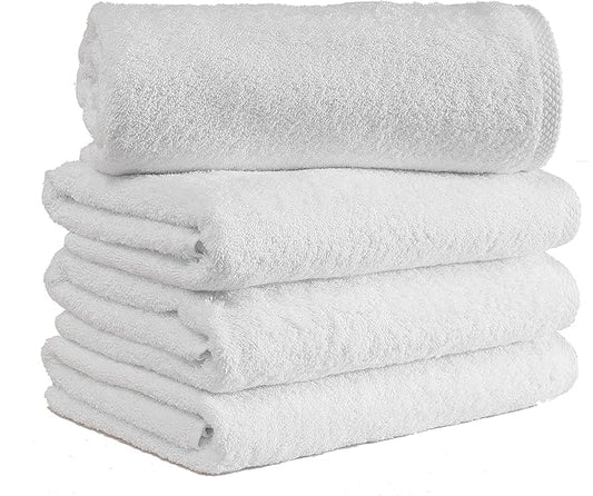Classic Turkish Towels CTT - Premium 4 Piece Bath Towel Set, Made with 100% Turkish Cotton, Quick Drying, Highly Absorbent & Comfy Towels for Spa & Hotel | 27"x54" (White)