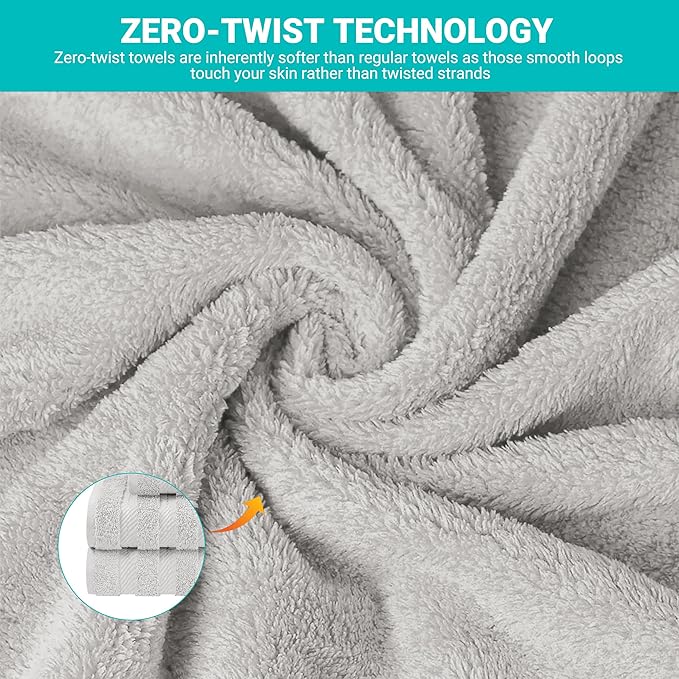 6-Piece 600 GSM Turkish Cotton Towel Set – Luxury Soft & Absorbent Bath Towels, Hand Towels & Washcloths – Premium Bathroom Essentials for Home, Guest Bath & Apartments