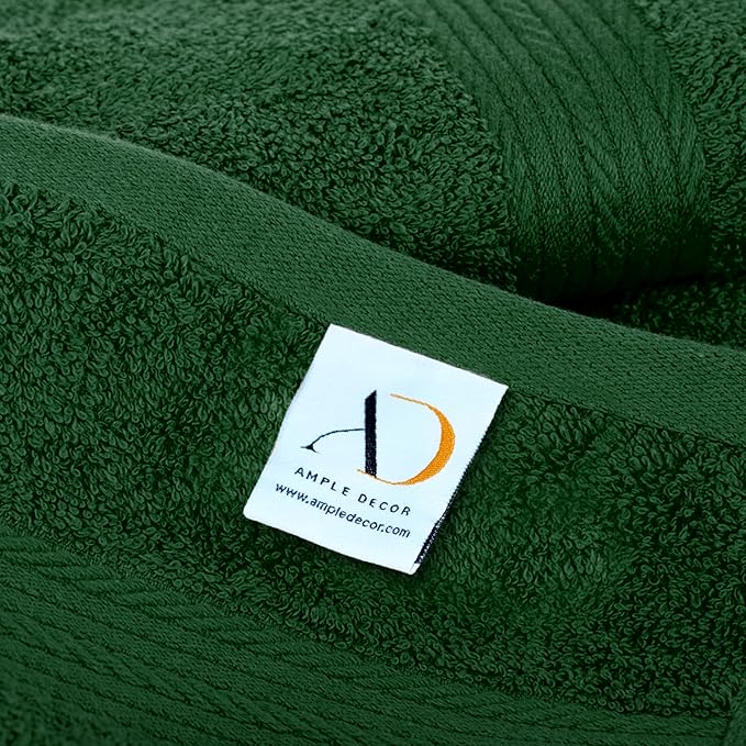 Ample Decor 100% Christmas Green Cotton Luxury 6 Piece Towels Set, 2 Bath Towels, 2 Hand Towels, 2 Wash Cloths for Bathroom