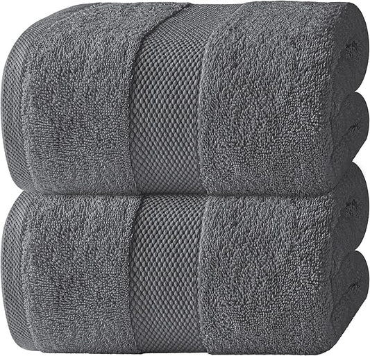 White Classic Luxury Soft Bath Sheet Towels - 650 GSM Cotton Luxury Bath Towels Extra Large 35x70 | Highly Absorbent and Quick Dry | Hotel Quality Extra Large Bath Towels Oversized, Dark Grey, 2 Pack
