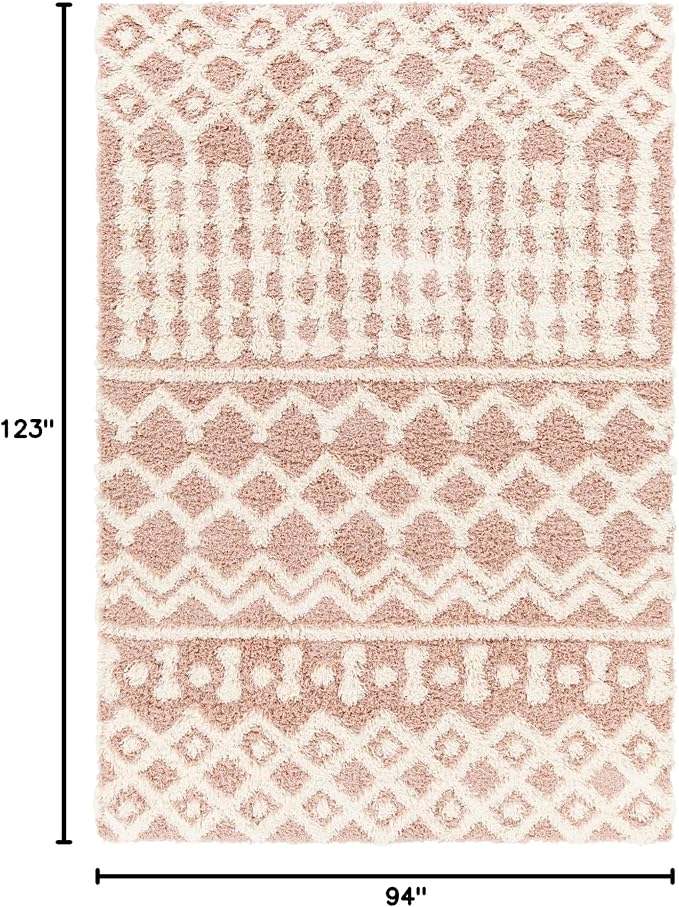 Livabliss Hapsburg Moroccan Shag Area Rug,7'10" x 10'3",Dusty Pink