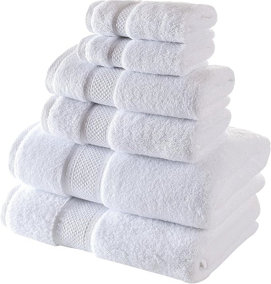 BAGNO MILANO Turkish Towels, Ultra Soft, Plush Luxury Turkih Cotton Bath Towels, Quick Dry Towel Set Made in Turkey (White, 6 Pcs Towel Set)