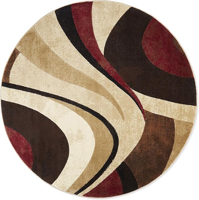 Home Dynamix Tribeca Slade Modern Area Rug, Abstract Brown/Red 7'10" Round, Round