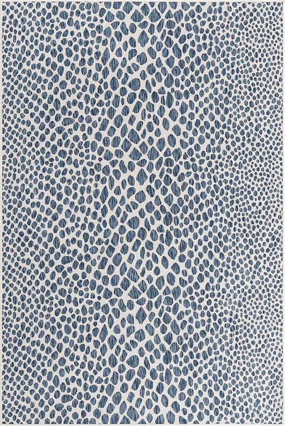 Unique Loom Outdoor Collection Area Rug - Cape Town (6' 1' x 9' Rectangle, Blue/ Olive)