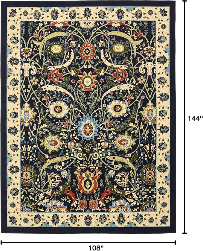 Unique Loom Espahan Collection Area Rug - Cape Cod (9'x 12' Rectangle, Navy Blue/ Black)