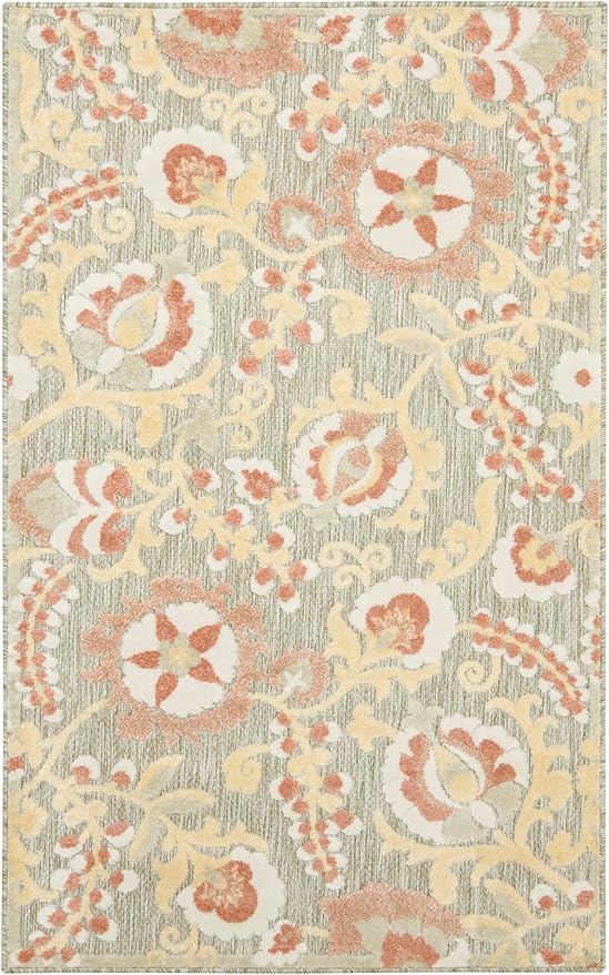 Nourison Home Aloha Sage Rose 2'8" x 4' Area Rug - Easy Clean, Non Shedding, Bed Room, Living Room, Dining Room, Kitchen (3' x 4')