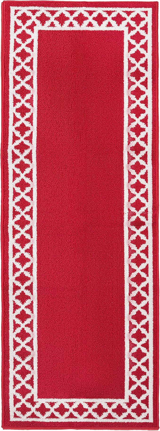 Nautica – Runner Rug | Indoor Runners for Hallways and Entry Rugs| Non-Slip and Non-Skid Entry and Kitchen Door Mat| Machine Washable Entryway Carpet Rugs | 26” x 72” | Trellis Red