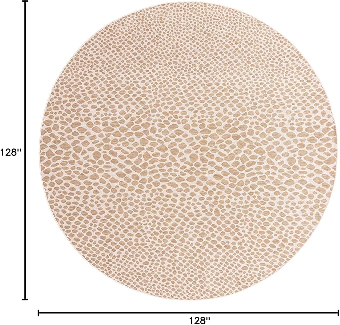 Unique Loom Jill Zarin Jill Zarin Outdoor Collection Area Rug - Cape Town (10' 8" Round, Dark Beige/Ivory)