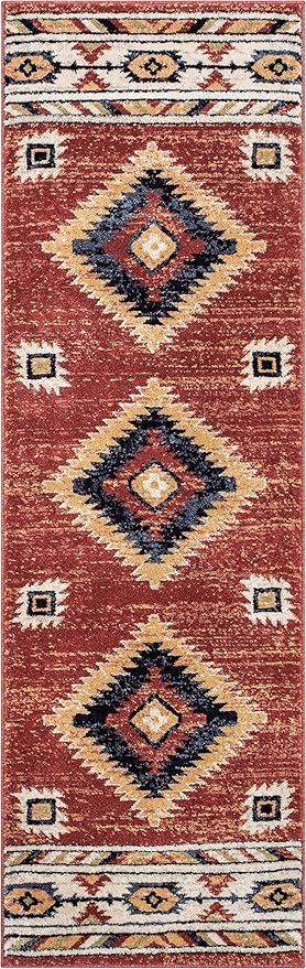 Well Woven Tulsa Lea Crimson Traditional Southwestern Tribal 2x7 (2'3" x 7'3") Runner Rug