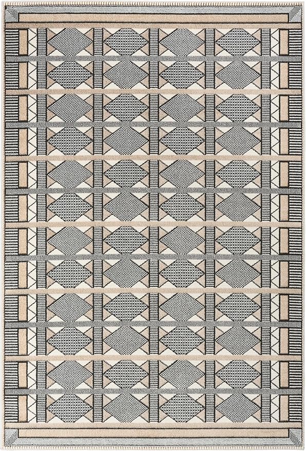 Nourison Home Nordic Ivory Multicolor 5' x 7' Area Rug - Easy Clean, Non Shedding, Bed Room, Living Room, Dining Room, Kitchen (5' x 7')