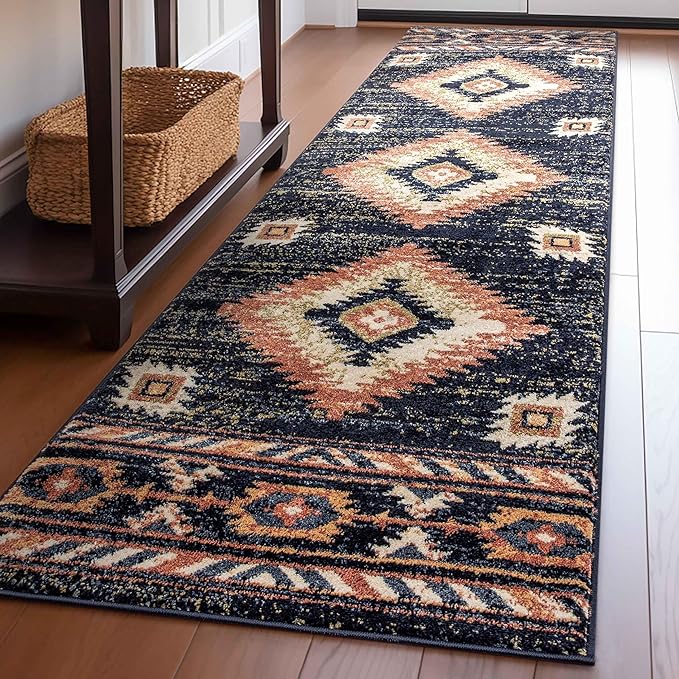 Well Woven Tulsa Lea Blue Traditional Southwestern Tribal 2'7" X 9'10" Runner Rug