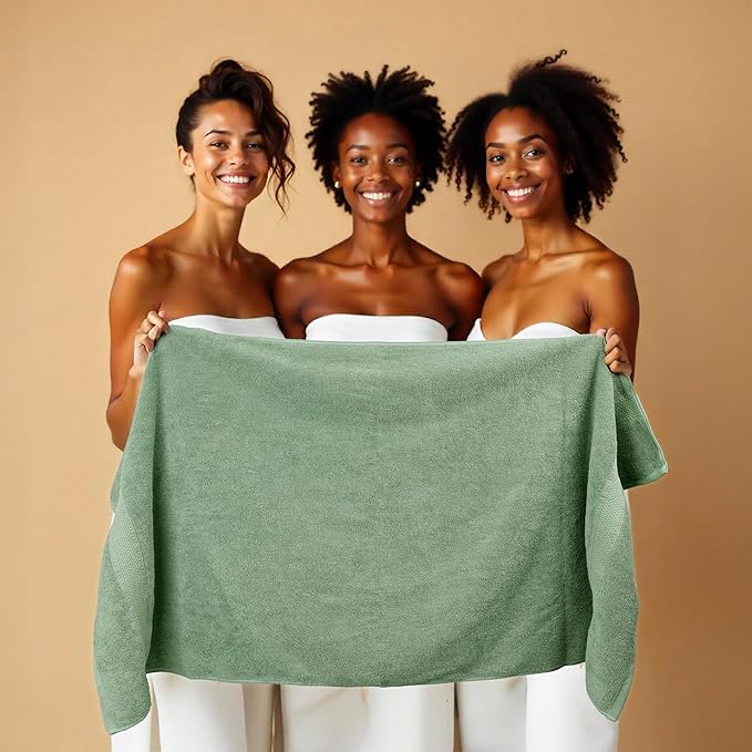 HILLFAIR Premium 600 GSM 6 Piece Towel Set- 2 Bath Towels, 2 Hand Towels & 2 Washcloths, Machine Washable, Hotel Quality, Super Soft & Highly Absorbent Cotton Towel: Sage