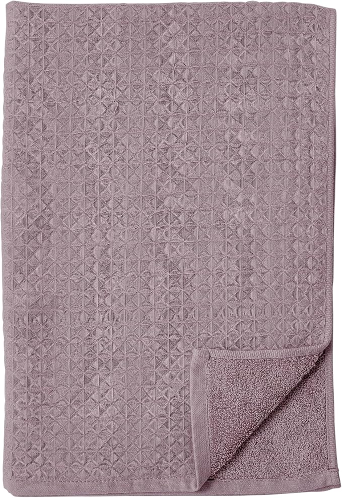 UCHINO Waffle Twist Cotton Weave Hand Towel for Bathroom Lightweight Absorbent Quick Dry Honeycomb Texture Solid Terry Loop Reverse 20" x 30", 1 Hand Towel, Orchid Purple