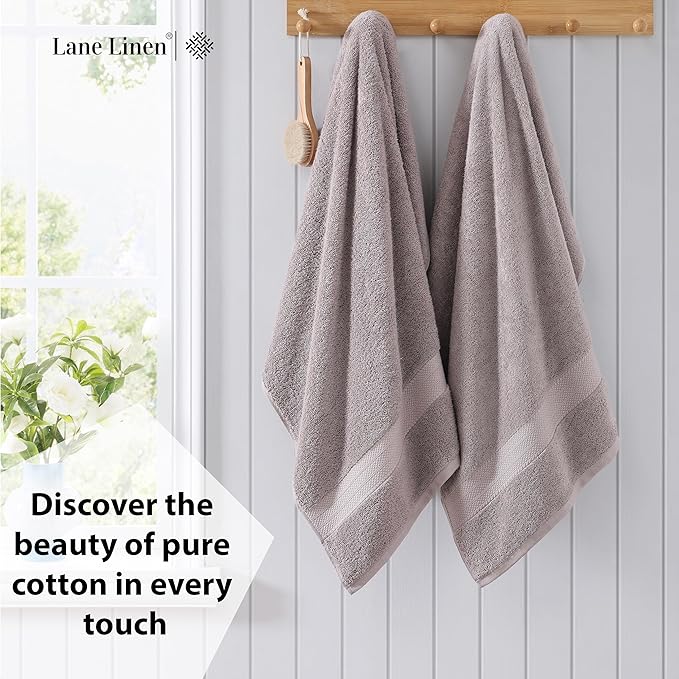 LANE LINEN Oversized Bath Towels Set of 2 (35"x66") - 100% Cotton Ring Spun Extra Large Bath Sheets - Quick Dry, Ultra Soft & Highly Absorbent - Daily Use Hotel & Spa Quality Bathroom Towel - Platinum