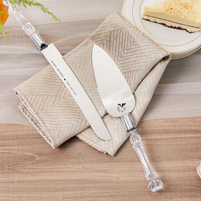 AW BRIDAL Cake Cutting Set for Wedding Stainless Steel Wedding Cake Knife Pie Server Pizza Cutter Gifts for Wedding, Engagement, Birthday, Anniversary