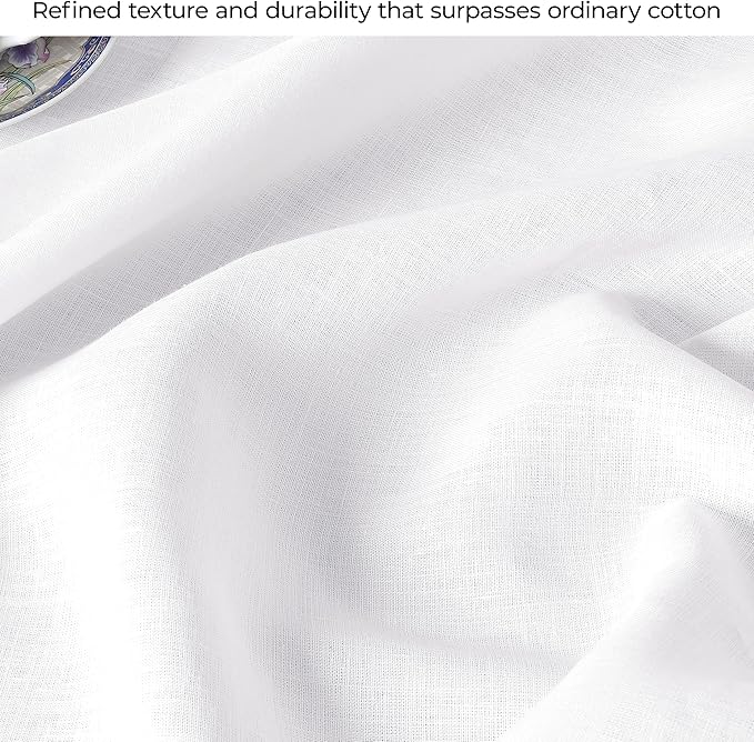 D'Moksha Homes White Linen Tablecloth 60 x 120 Inch - 100% Pure Linen Tablecloth for Rectangle Tables - Machine Washable Table Cloth for Winter, Holiday, New Year