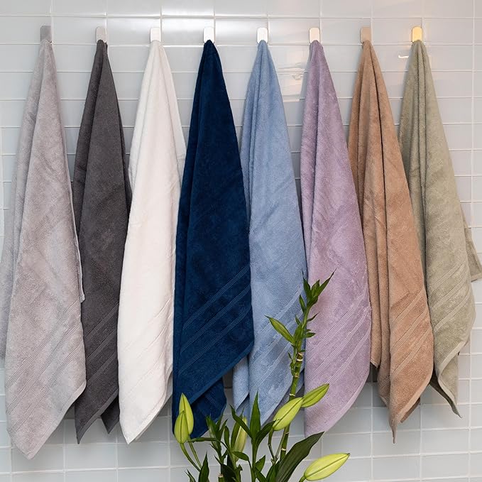 Mosobam Luxury Turkish Bath Towels 30X58 Navy Blue Oversize 700 GSM Bamboo Viscose & Aegean Turkish Combed Cotton