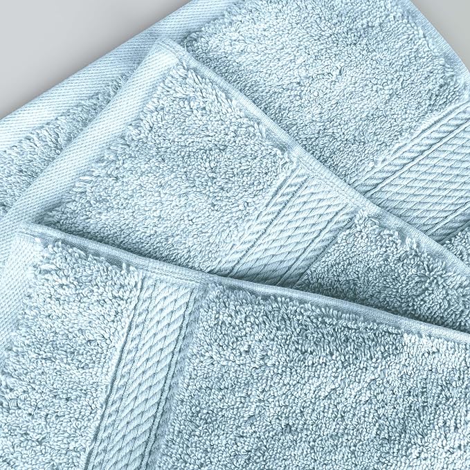Superior Egyptian Cotton Pile Bath Sheet Set of 2, Ultra Soft Luxury Towels, Thick Plush Essentials, Absorbent Heavyweight, Guest Bath, Hotel, Spa, Home Bathroom, Shower Basics, Light Blue