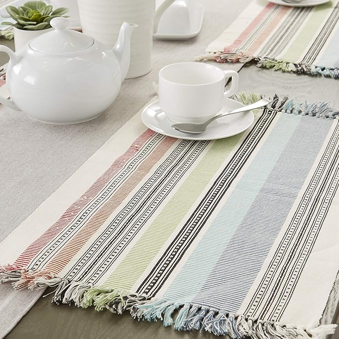 DII Variegated Tabletop Collection, Placemat Set3x19, Mediterranean, 6 Piece