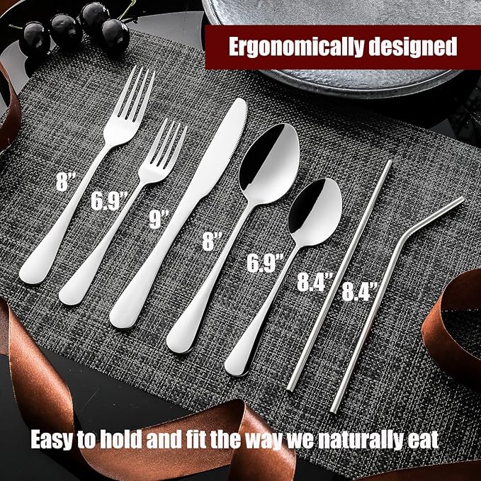 56 Pieces Silverware Service for 8 Flatware Set Stainless Steel Utensils Cutlery Set Dishwasher Safe