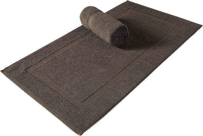 SALBAKOS 100% Turkish Cotton Bath Mat Set 2-Piece - 20x34 inch, Premium Quality Hotel & Spa Collection, Soft, Absorbent, Long Lasting, Durable Bathroom Rugs | Made in Turkey (Chocolate, 2 Bath Mats)