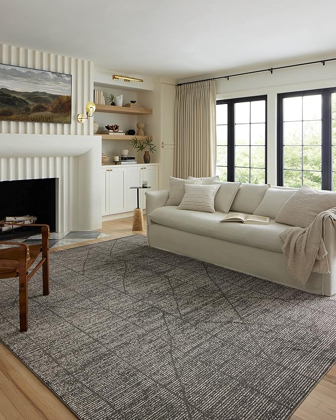 Loloi Kamala Collection KAM-06 Charcoal/Ivory 2'-7" x 12'-0" Runner Rug